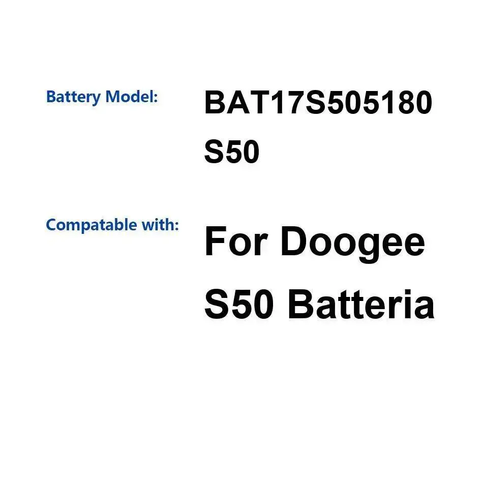 

Премиальная замена 5180 мАч для Doogee S50 BAT17S505180 аккумулятор мобильного телефона долговечная работа