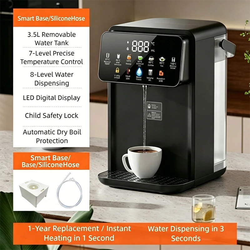 3.5L Countertop Instant-Heat Water Dispenser, Smart Water Purifier, Automatic Pump Household Direct-Drink Water Dispenser