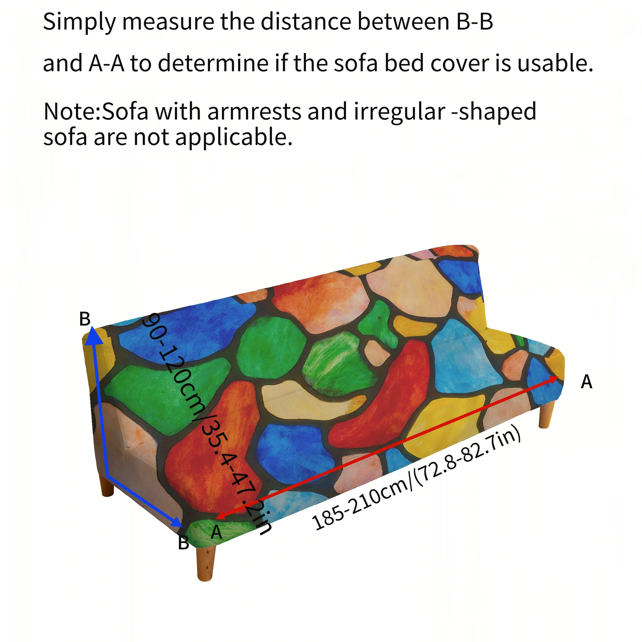Armless elastic sofa bed cover, living room home decoration, abstract geometric printing pattern