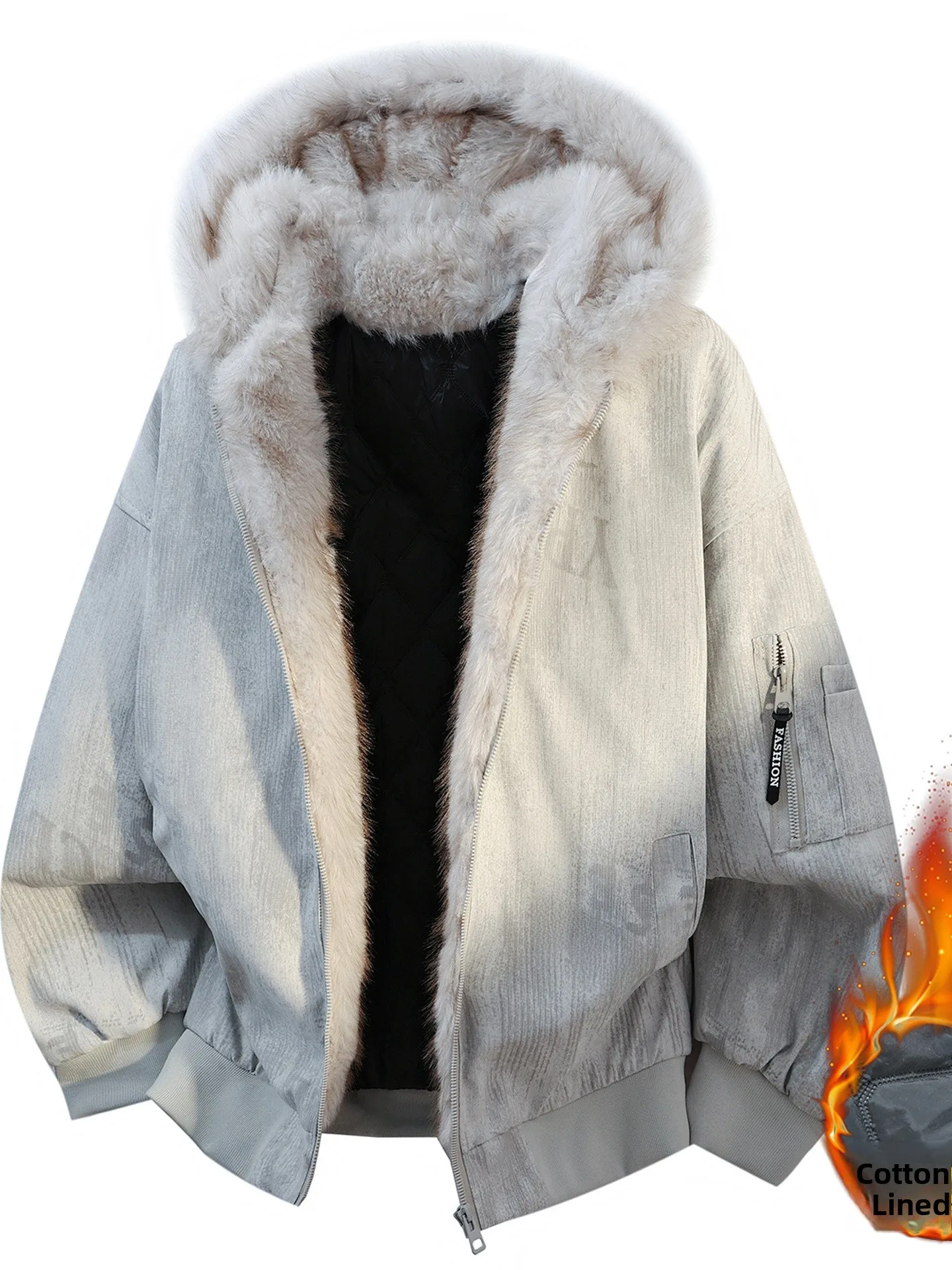 

Thiened Cotton Jaet Men's Hooded Autumn Winter New Sle Mountain Eagle Cotton Clothes Warmth Workwear Parka Coat