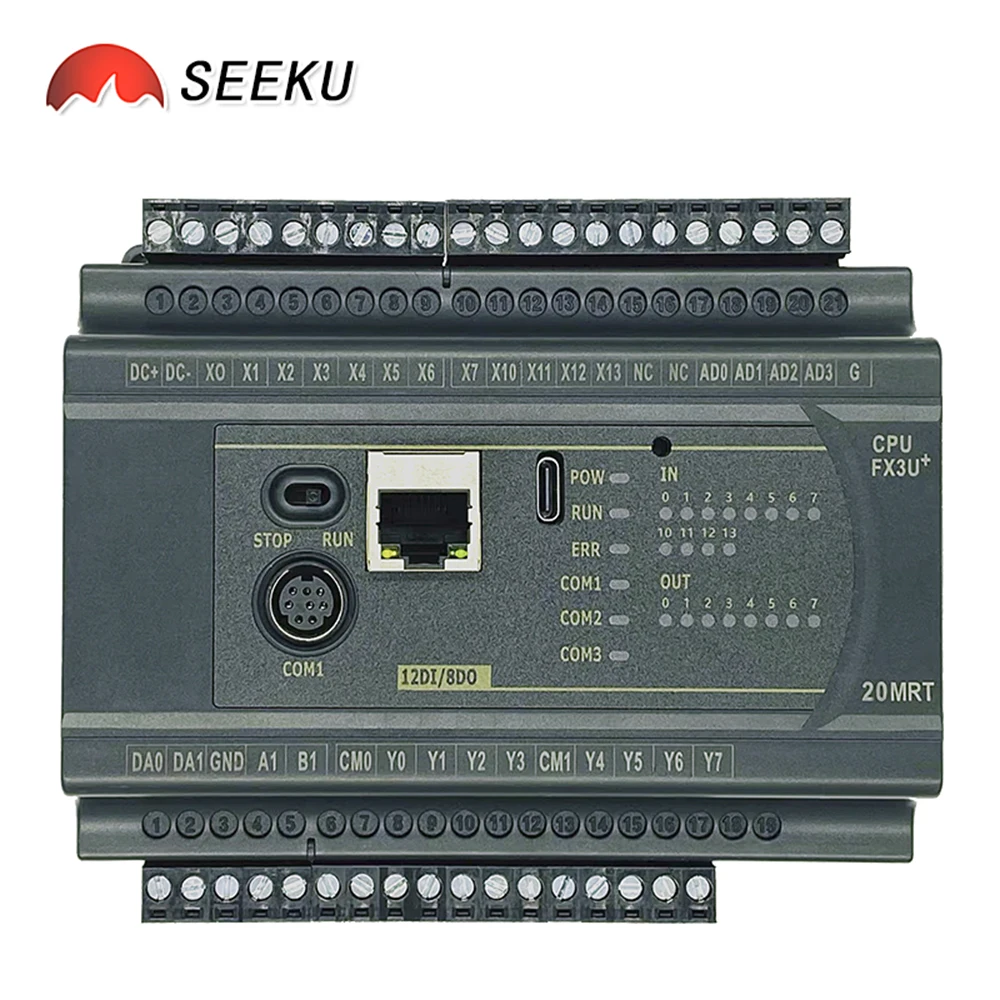AD 4CH 0-10V 2CH K-Type/ PT100 4CH NTC Ethernet RS485 MODBUS PLC FX3U 24/32 MR MT MRT  RTC Industrial Controller - view 3