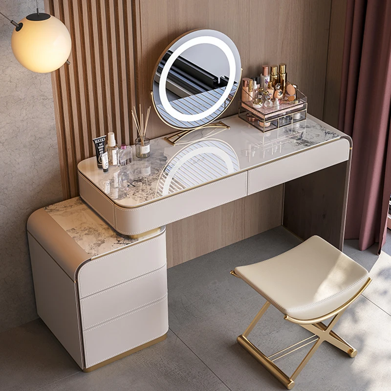 Italian Minimalist Dressing Table Luxury Bedroom Drawer European Grey Dressing Table Girls Storage Comoda Pra Quarto Furniture