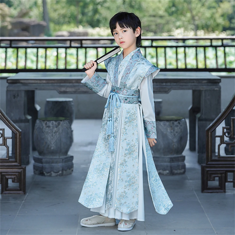 Autumn Boy Improved Hanfu  Chinese Style Young Master Swordsman Performance Traditional Ancient Costume Children Retro Tang Suit