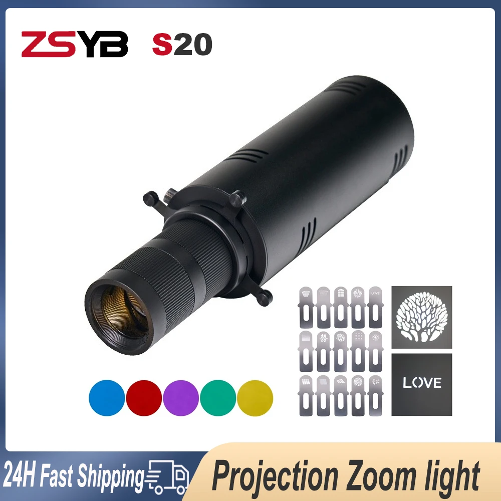 ZSYB S20 Spotlight Zoom Photography Ambient Light Adjustable Focus Projection Lens Filter Fill Flashlight For Photo Vlog Video