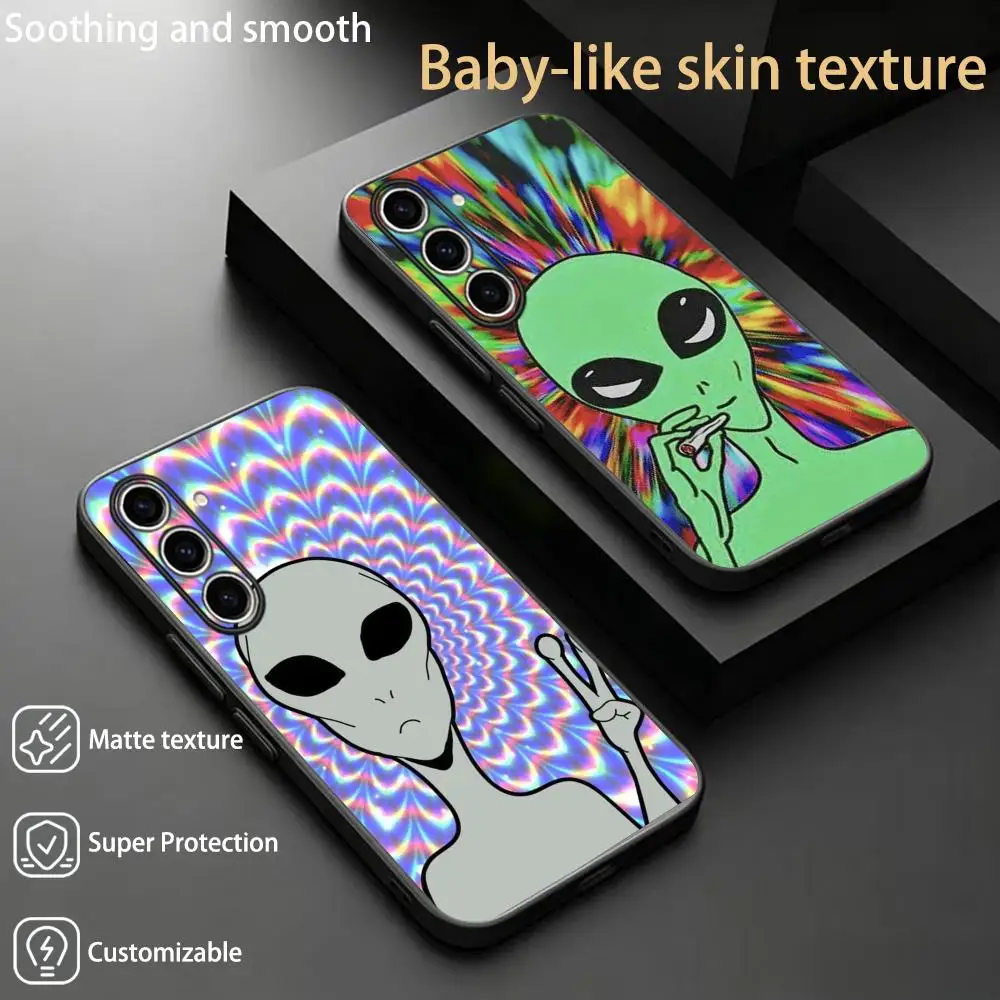 Cartoon Alien cute fashion design  Phone Case For Samsung Galaxy S26 S25 S24 S23 S22 S21 Plus Ultra Note20 Soft Black