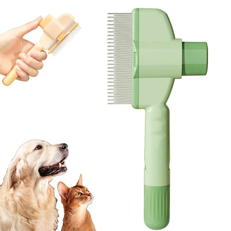 Pet Hair Removal & Flea Comb For Dog, Cat Grooming Brush Massaging Cleaning Shedding Pet Hair, Multifunctional Release Button