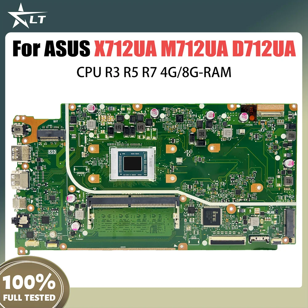 

X712UA Mainboard For ASUS X712UA M712UA D712UA Laptop Motherboard CPU R3 R5 R7 4G 8G-RAM 100% Test OK