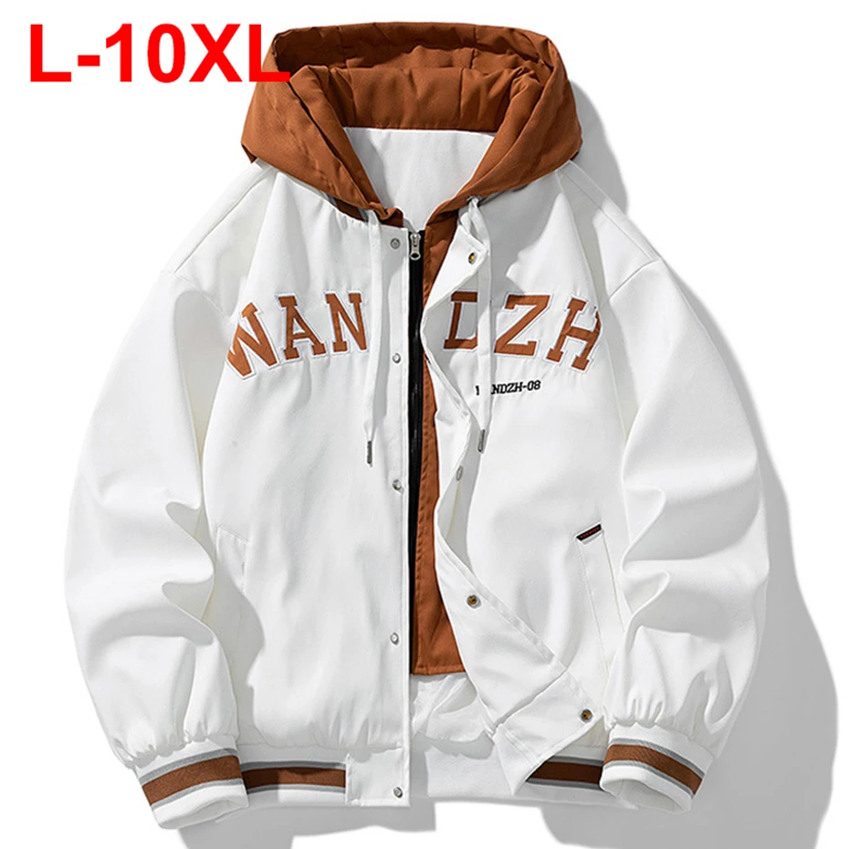 

10XL Plus Size Men's Jackets Spring Autumn Korean Fashion Bomber Jackets Hooded Windbreaker Man Big Size 9XL Jackets