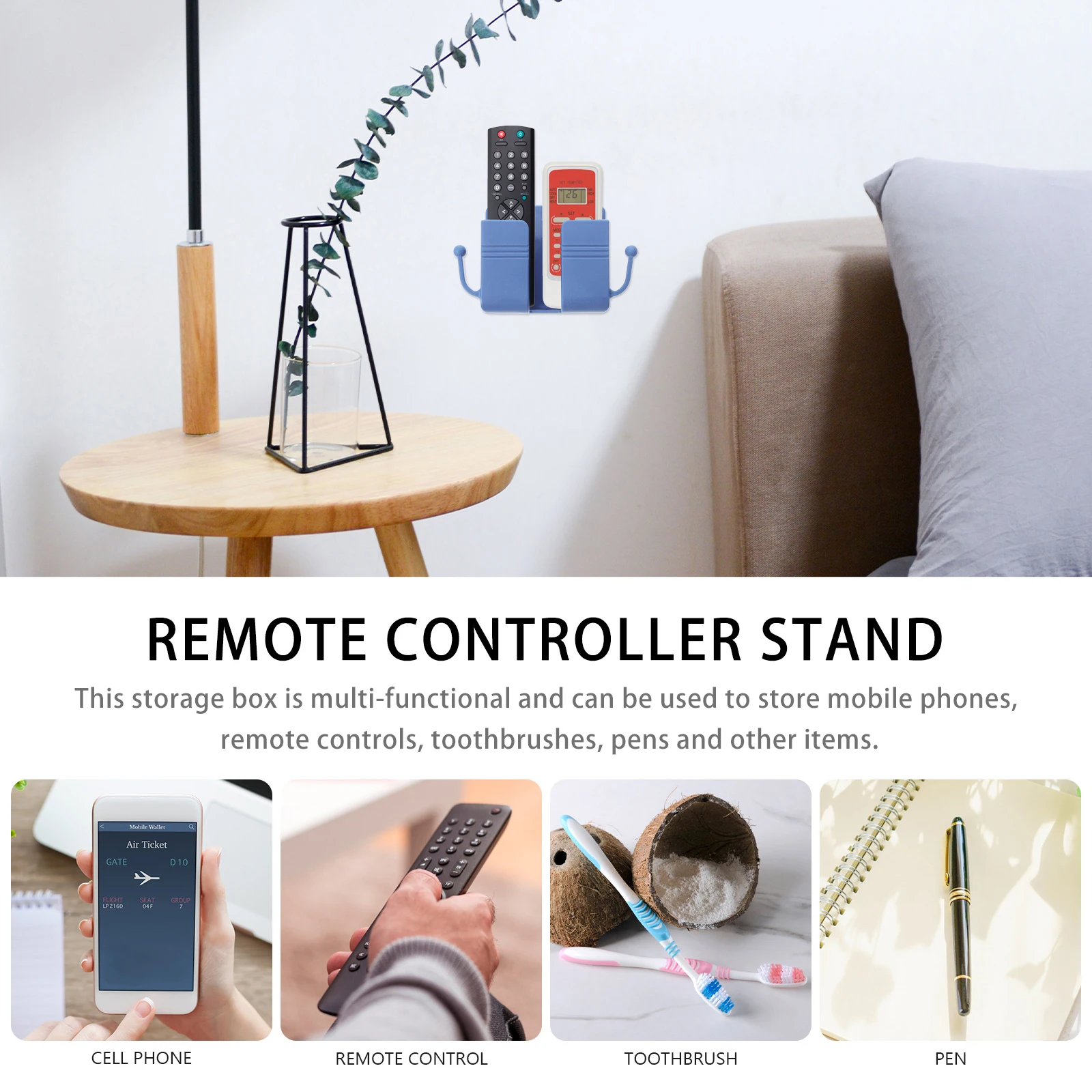 

5 Pcs Remote Control Storage Box Holder Wall Mount Space Saving Plastic Shelf Rack for Living Room Bedroom Decor