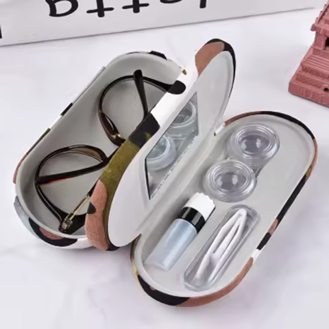 Double Layer Glasses Box 2 In 1 Contact Lens Case For Men Women Travel Sunglasses Myopia Presbyopia Storage Box Eyewear Accessor