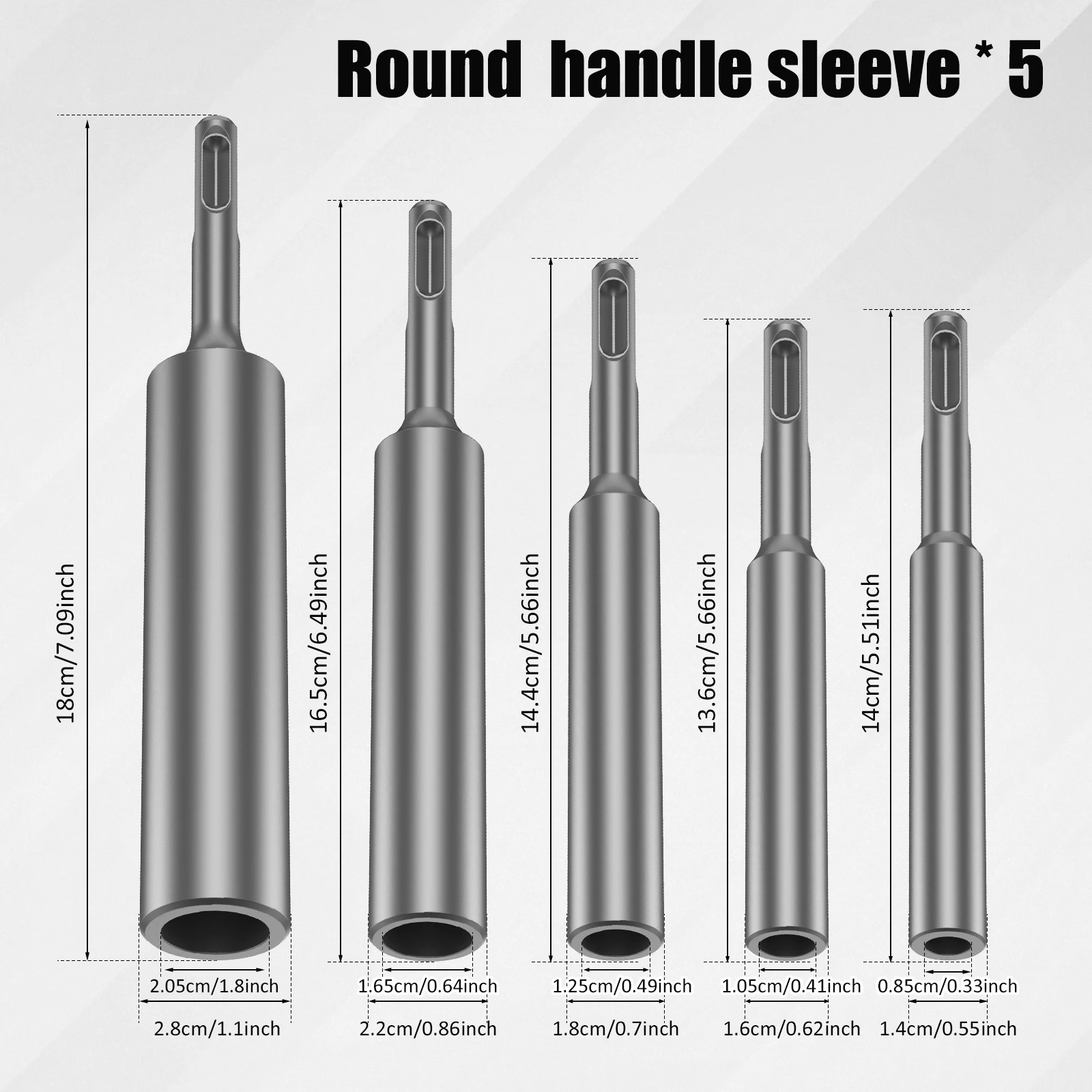 5Pcs Ground Rod Driver Bit 8/10/12/16/20mm Steel SDS Plus Ground Rod Driver Tool High Hardness Grounding Rod Adapter