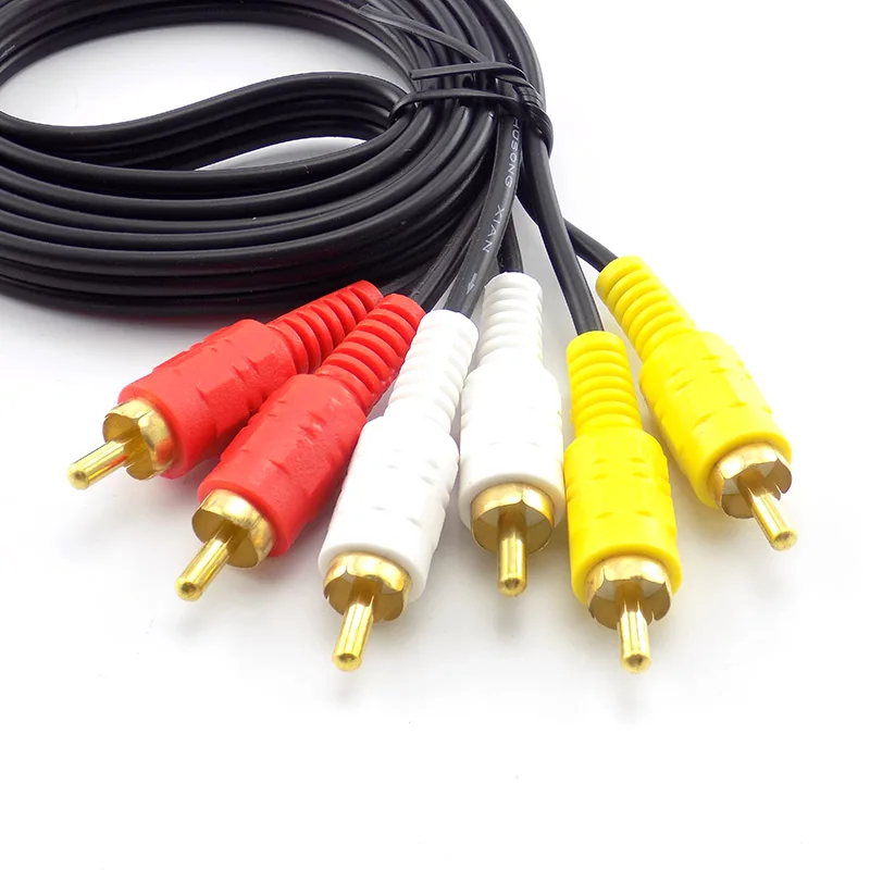 1.5M 3 RCA kabel konektor AV Audio musik colokan Jack Male ke Male 3X RCA kabel ritel untuk speaker suara TV