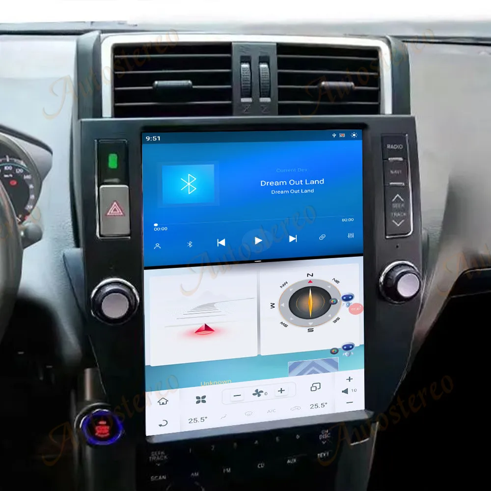 12.1 Android 13.0 Vertical Car Radio For Toyota Prado 2010 GPS Navigation Stereo Multimedia Player Auto Touch Screen Heat Unit