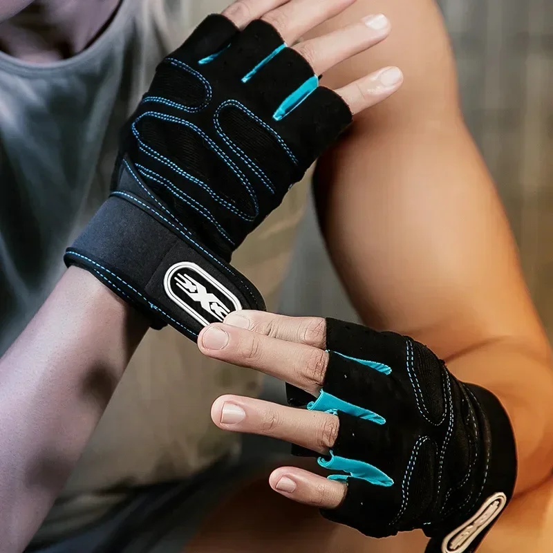 New Workout Gloves for Men Women Half Finger Glove with Wrist Wrap for Sport Weight Lifting Training Bicycle Motorcyclist Gym