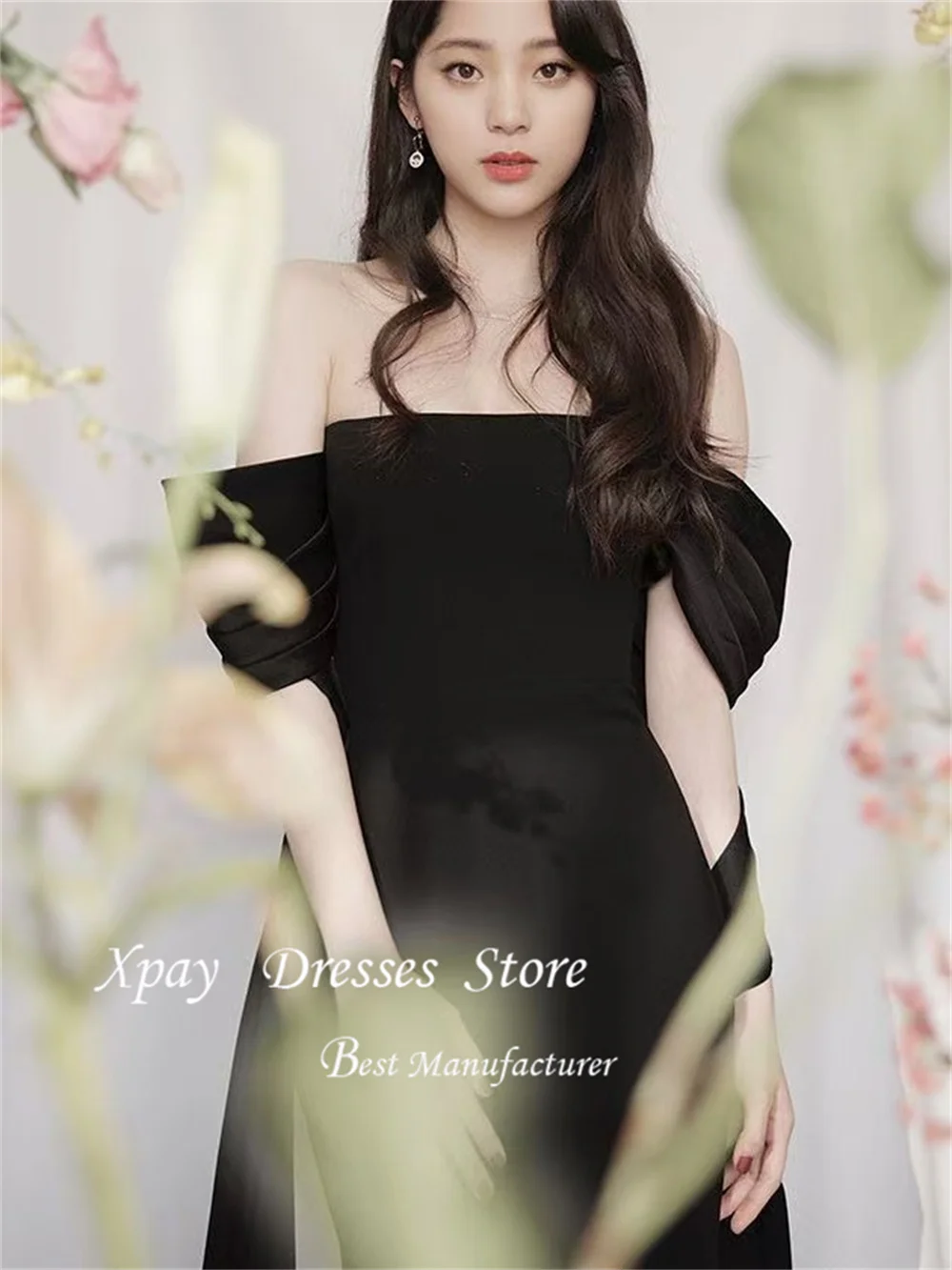 

XPAY Off the Shoulder Black Evening Dresses Wedding Dresses Elegant Floor-length Mermaid Simple Bridal Dress Customized