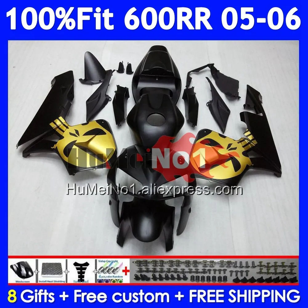 Injection For HONDA CBR 600RR 600F5 600CC CBR600RR 41No.14 Skull Black CBR600F5 CBR 600 CBR600 CC RR F5 2005 2006 05 06 Fairing