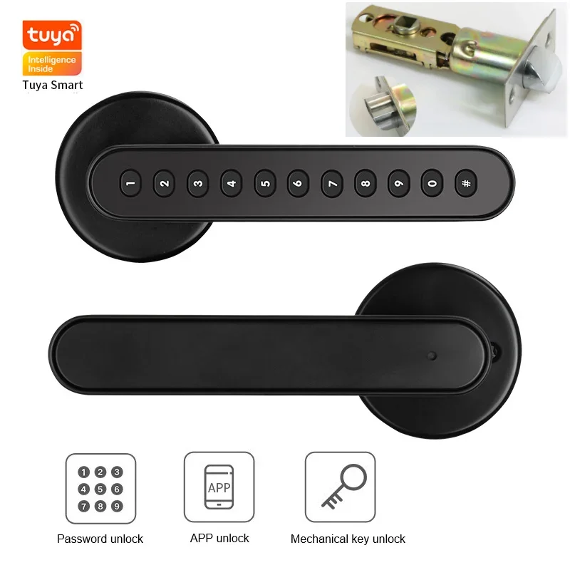 Smart Door Lock IP65 Waterproof Room Door Intelligent Lock Silicone Button Password Key Tuya APP Unlocking Anti-theft Lock