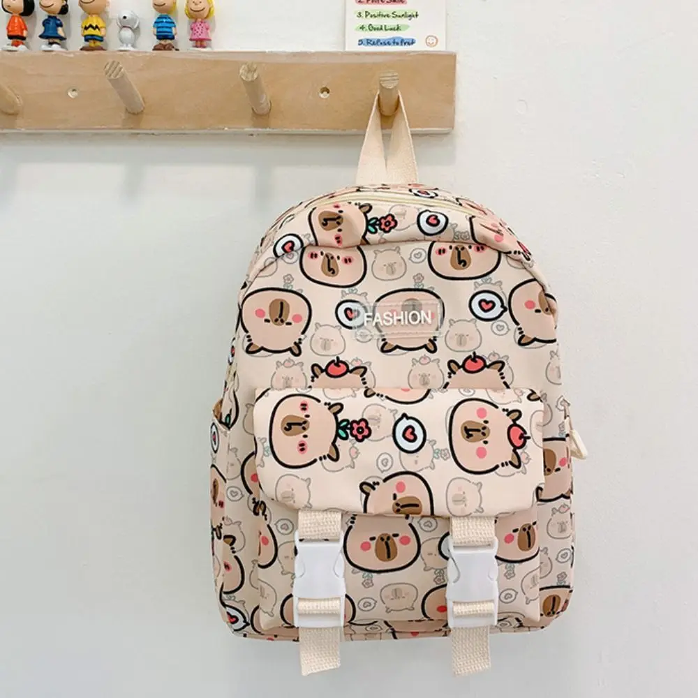 Grande capacidade capivara náilon mochila impressão alças largas dos desenhos animados animal daypack estilo coreano leve