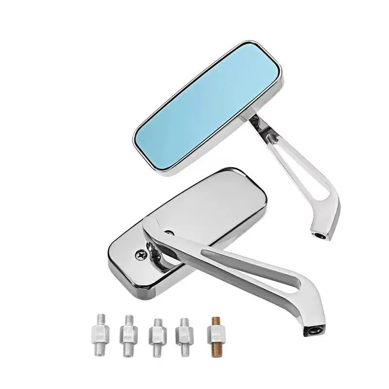 Universal Side Mirror Mobike Accessories Motorcycle Handlebar Rear View Mirrors Rectangle Black Square Smoke Blue Glass 8mm/10mm