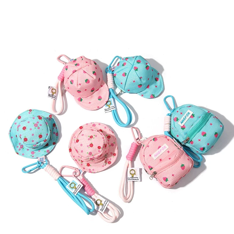 New Strawberry Pattern Designed Headphones Wallet Key Case Coin Storage Floral Zipper Pouch Anti-theft Feature Card Holder Gift