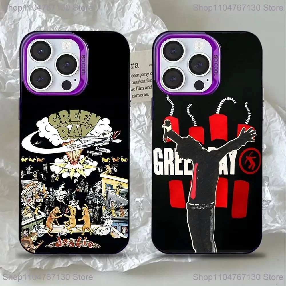 

G-Green Day Band Phone Case For iPhone 16,15,14,13,12,11,Mini,Pro,SE,MAX Purple Matte Silicone Cover
