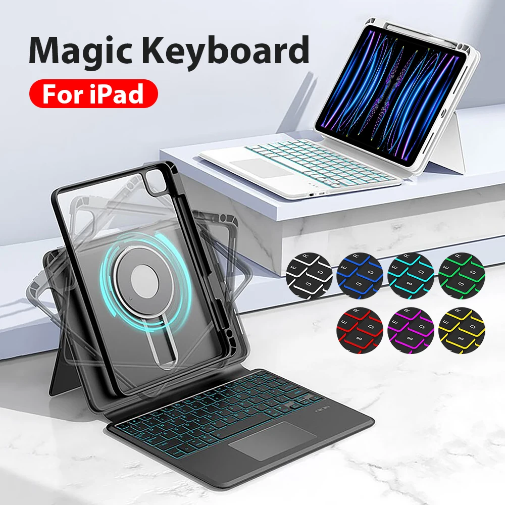 

Magic Keyboard Case For Ipad Pro 13 11 12.9 10 9 9th 10th Generation Funda For iPad Air 5 4 3 M4 M2 10.2 10.9 Cover Accessories