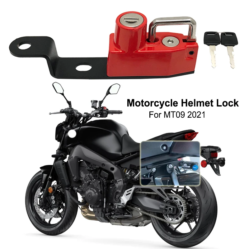 

MT09 Helmet Lock Mount Hook Anti-theft Security with 2 Keys Password lock For Yamaha MT-09 FZ-09 FJ-09 XSR900 2021 Motorcycle