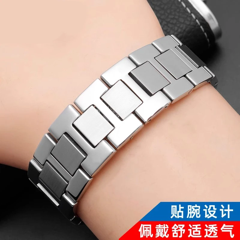 Stainless Steel Watch Band For Cartier Tank London Solo WSTA0029 WSTA0041W5200013 Solid Steel Bracelet Silver Black Gold 16 17mm