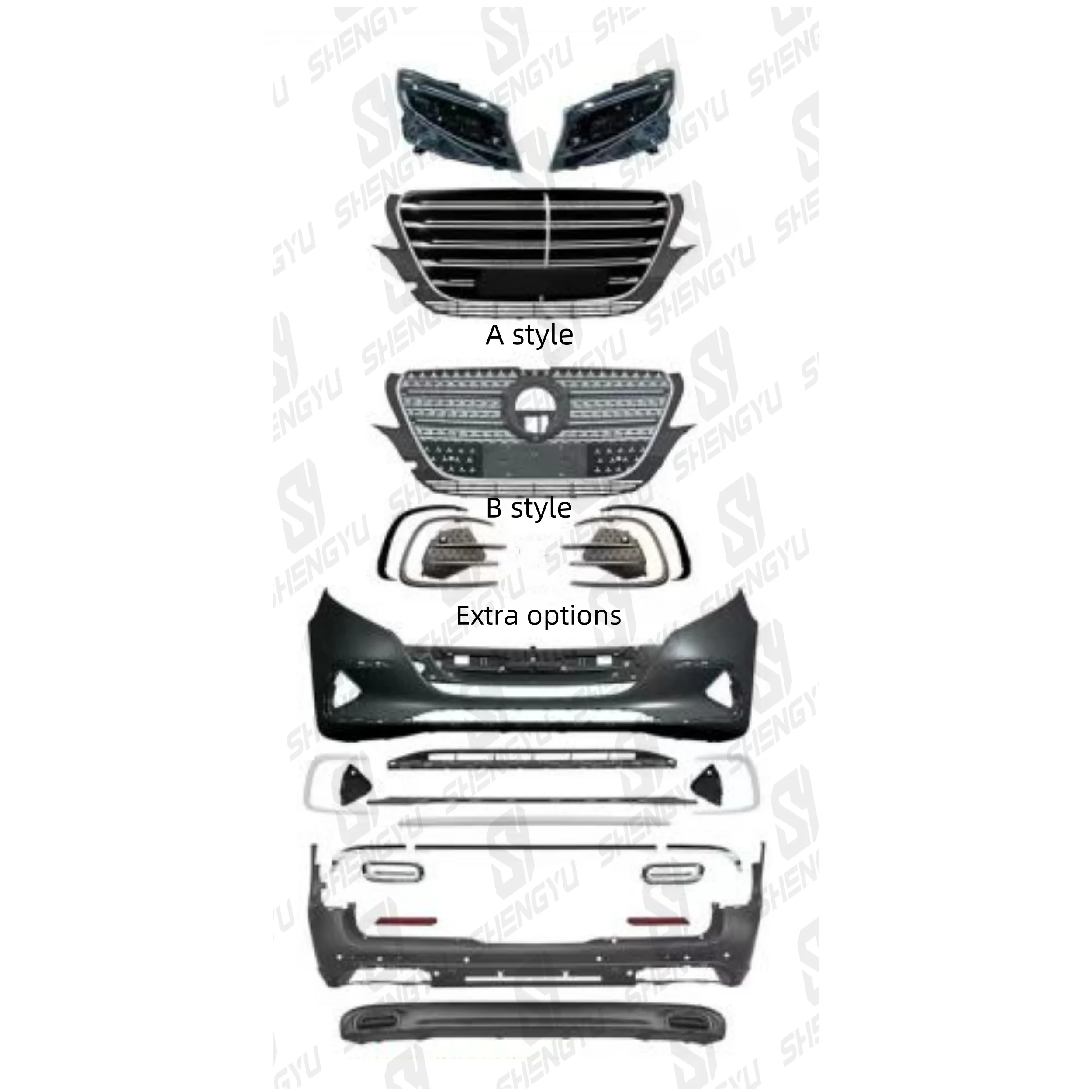 

Factory Hot Selling Auto Body System for Benz V Class 2016-2023 Upgrade to 2024 W448 with Grille Led Headlight Bumpers