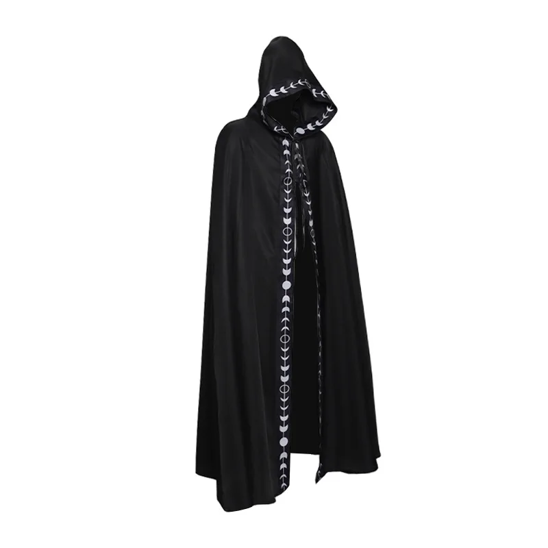 Loween-capa con estampado de capucha para mujer, disfraz de película y TV del período renacentista, bata étnica para actuación en escenario