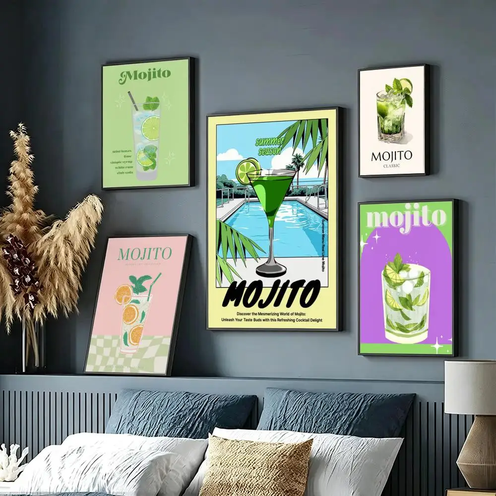 art Mojito Cocktail Poster HD Poster Sophisticated Modern Aesthetic Wall Art For Living Room Bedroom Office Cafe Decor