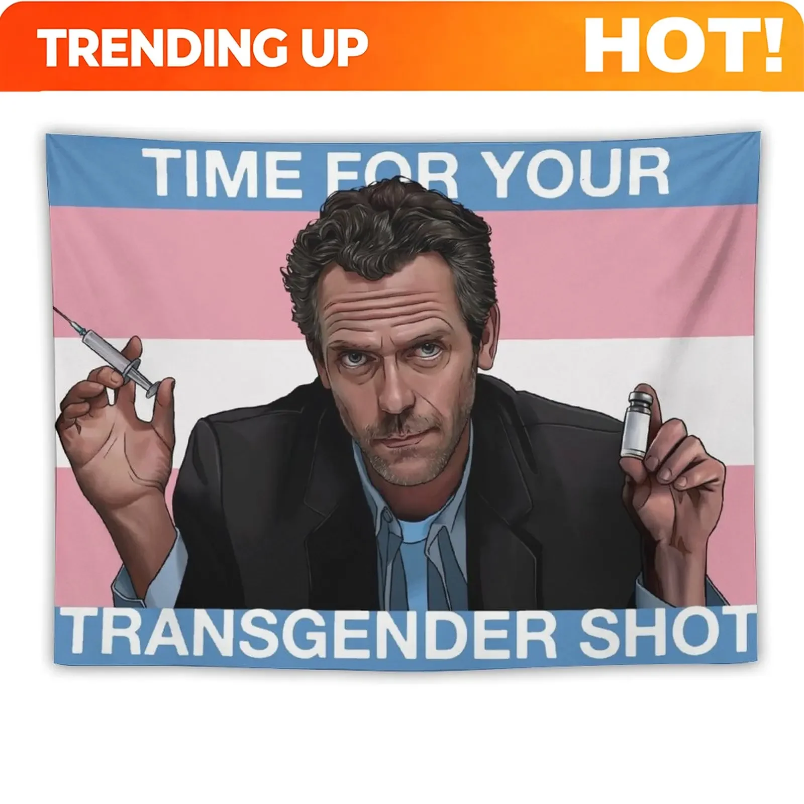 Custom Dr. House Trans Flag Tapestry Living Room Decoration Bedroom Deco Tapestry