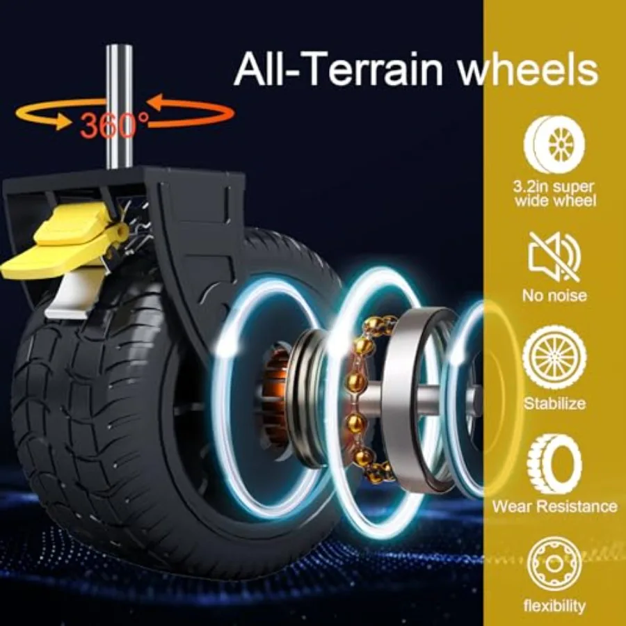 Carro pieghevole e pieghevole per uso esterno resistente: carrello da giardino portatile con grandi ruote da spiaggia per tutti i terreni e D integrato