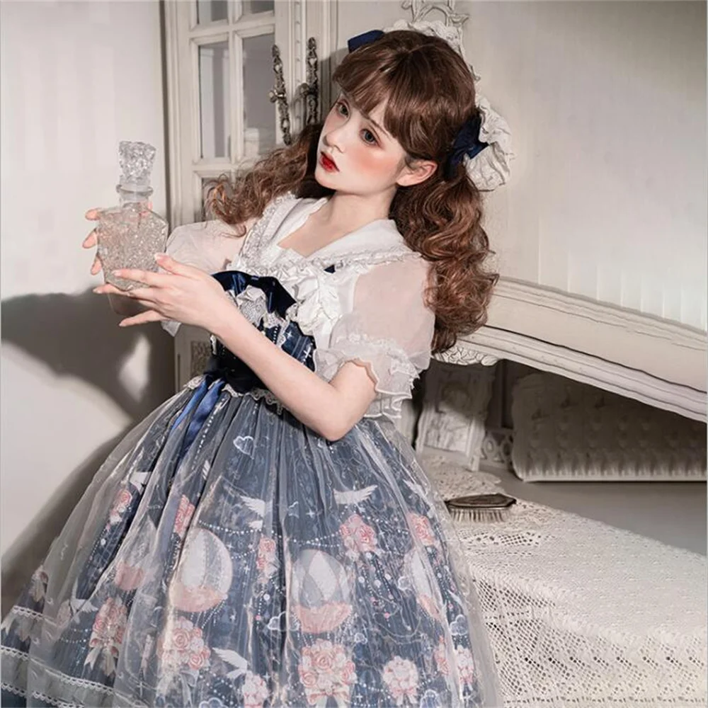 2021 Japanese Sweet Lolita Dress Kawaii Loli Princess JSK Lolita Tea Party Girl Dress Cos Victoria