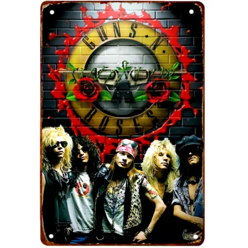 Rock N Roll Themed Metal Sign 12