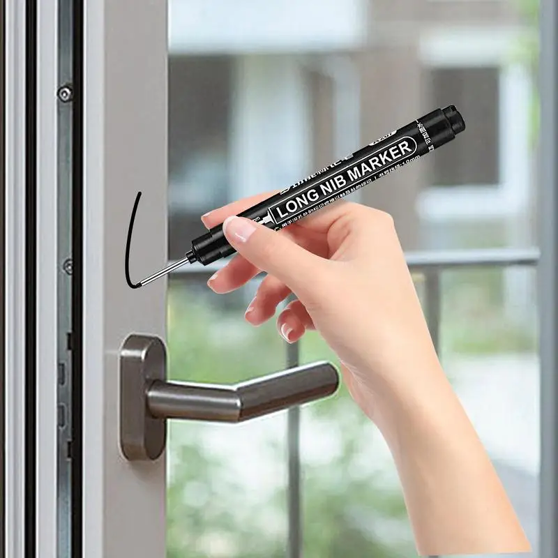 Carpenter Pen Long Deep Nib Marking Pen Carpenter Ink Marker Quick Drying Long Head Drill Markers For Carpenters And Builders