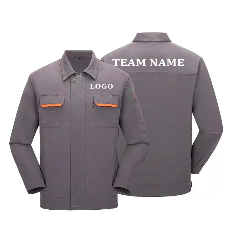 

Long Sleeved Workwear Custom Logo Diy Design Logo Car Repair And Cleaning Long Sleeved Zipper Multi Pocket Unisex Shirt