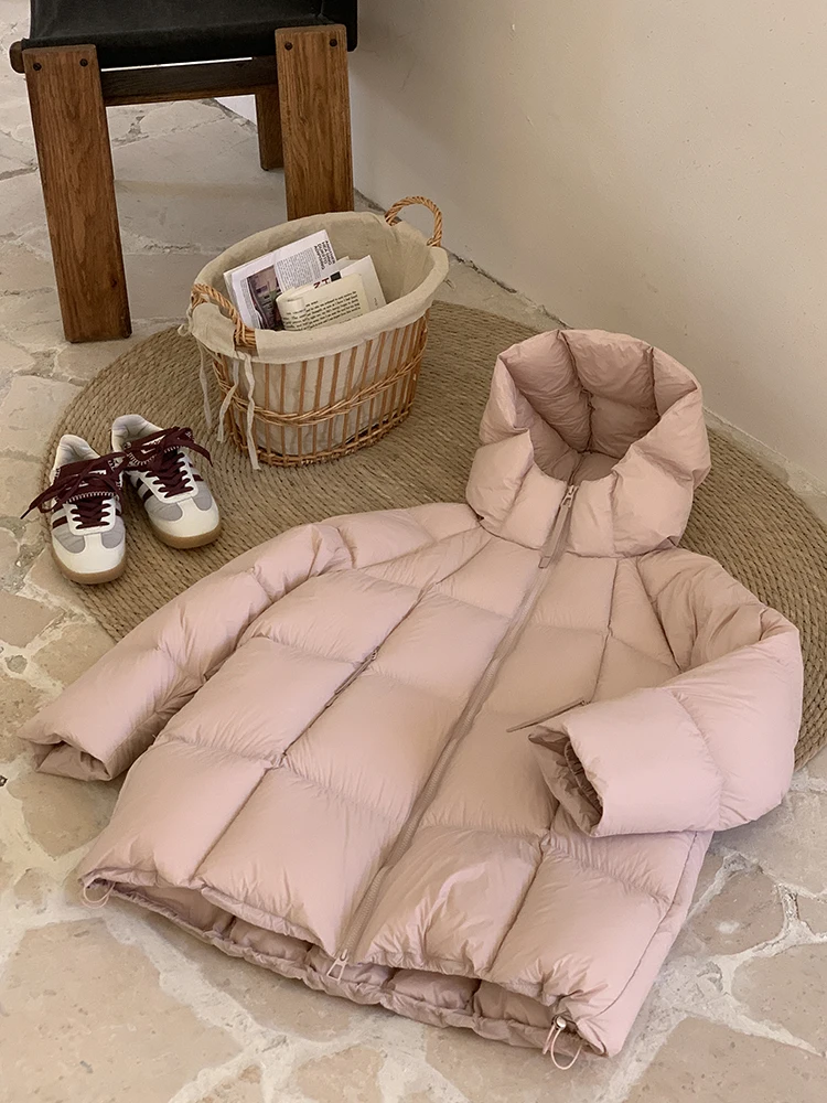 Winter Verdicken Mit Kapuze Unten Jacke Für Frauen Einfarbig Alle Spiel Weiche Zipper Jacken Gerade Bein Lose Pendeln Top