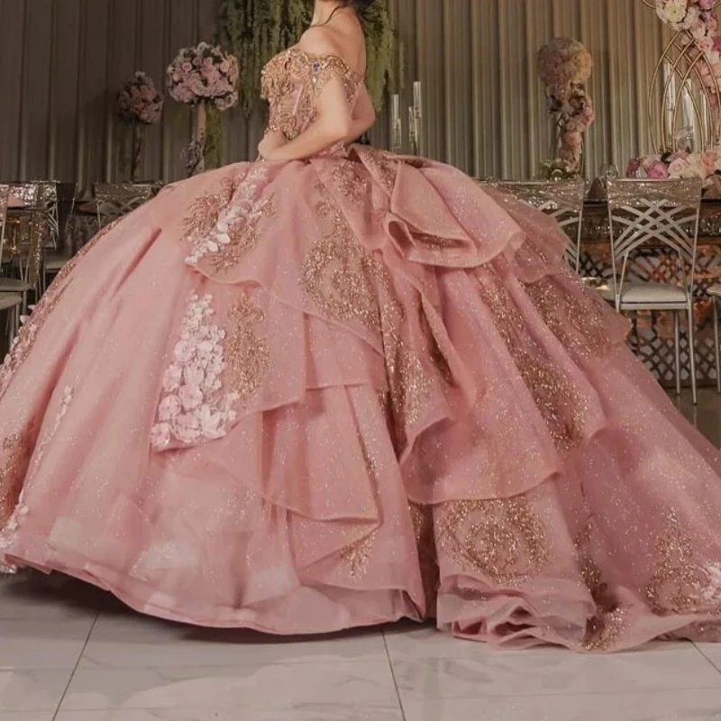 Vestidos de fiesta de cumpleaños de princesa mexicana personalizados, vestido de baile de flores con cuentas para mujer, vestido para quinceañeras, 16 vestido de debutante 15 anos