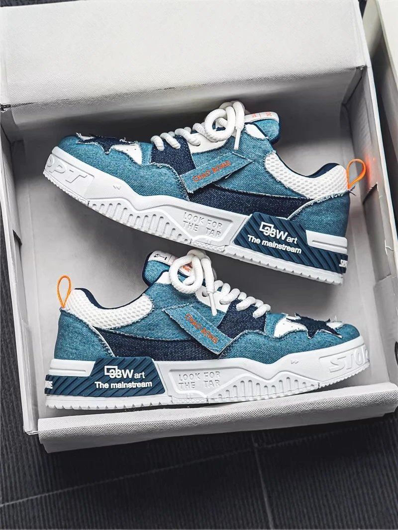 

Men's Fashionable Denim Sports Shoes 2026 New Summer Brand Casual Thick Bottom Heightening Leisure All-Match Youth Sneakers