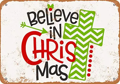 Wall-Color  Metal Sign - Believe in Christmas - Vintage Look