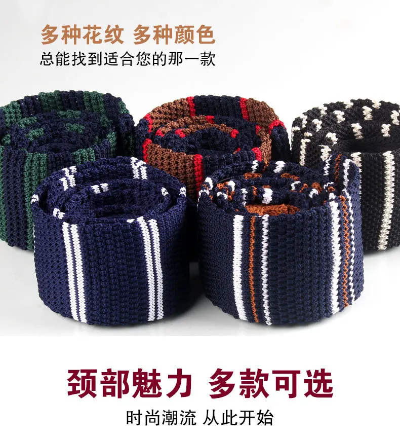 Neue Strick krawatten lässig dünne Krawatte für Party Jungen Mädchen gestrickt gestreifte Krawatte Hochzeit Krawatte für Bräutigam Hals tragen für Männer – Detail 3