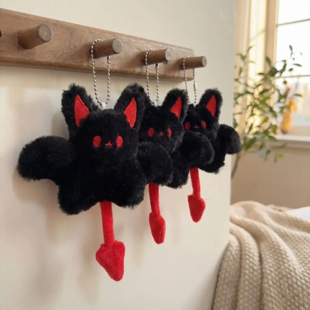 Little Devil Plush Bat Doll Keychain Soft Novelty Bat Keychain with Wings Red Eyes Animal Cute Bat Keyring Birthday Gift
