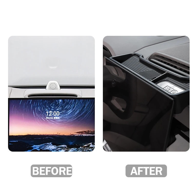 ل ZEEKR 7X 2024 + صندوق تخزين وحدة التحكم المركزية خلف الشاشة لوحة القيادة صندوق الأنسجة المنظم مادة TPE ملحقات السيارة الداخلية