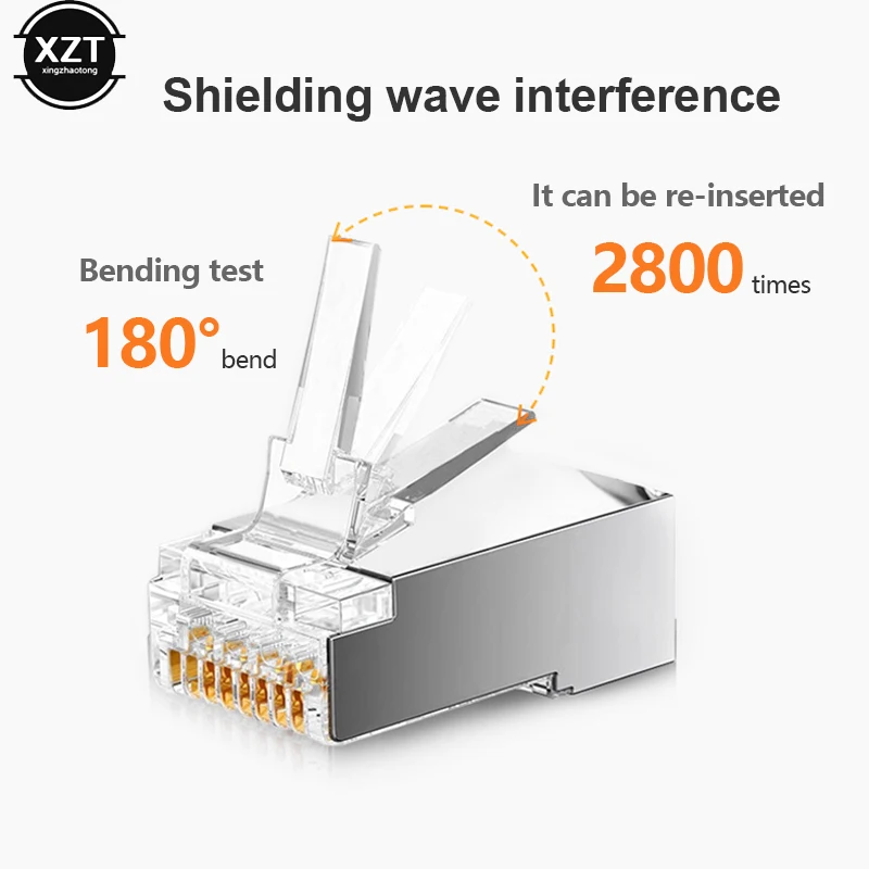 Rj45 Connector Cat6 Afgeschermde Netwerk Connectors Rj45 Plug 8p8c Terminals Voor Stp Ethernet Kabel Schakelaars Modem