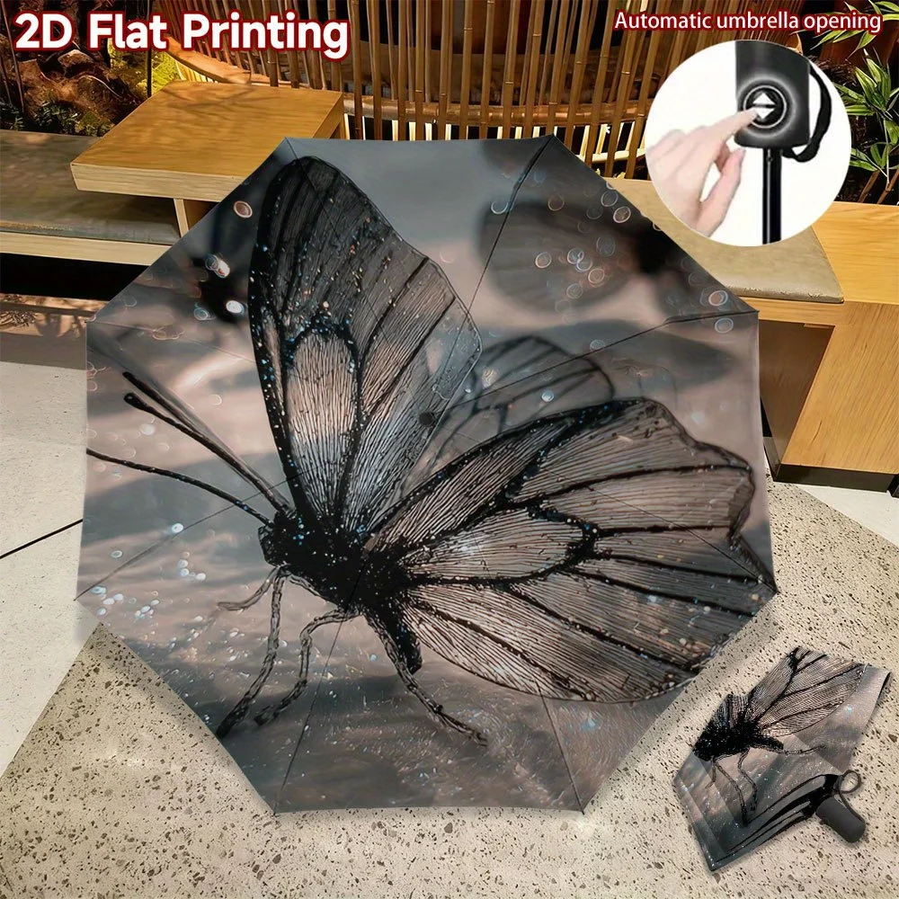 

Автоматический складной зонт с автоматическим открытием/закрытием, 8-спицевым компактным куполом и черной прозрачной мерцающей поверхностью - портативный (1 шт.)