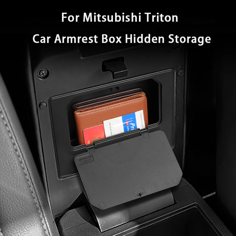 

For Mitsubishi L200 Triton 2024 2025 Armrest Box Hidden Storage Tray Car Center Console Hidden Organizer Car Interior Accessorie