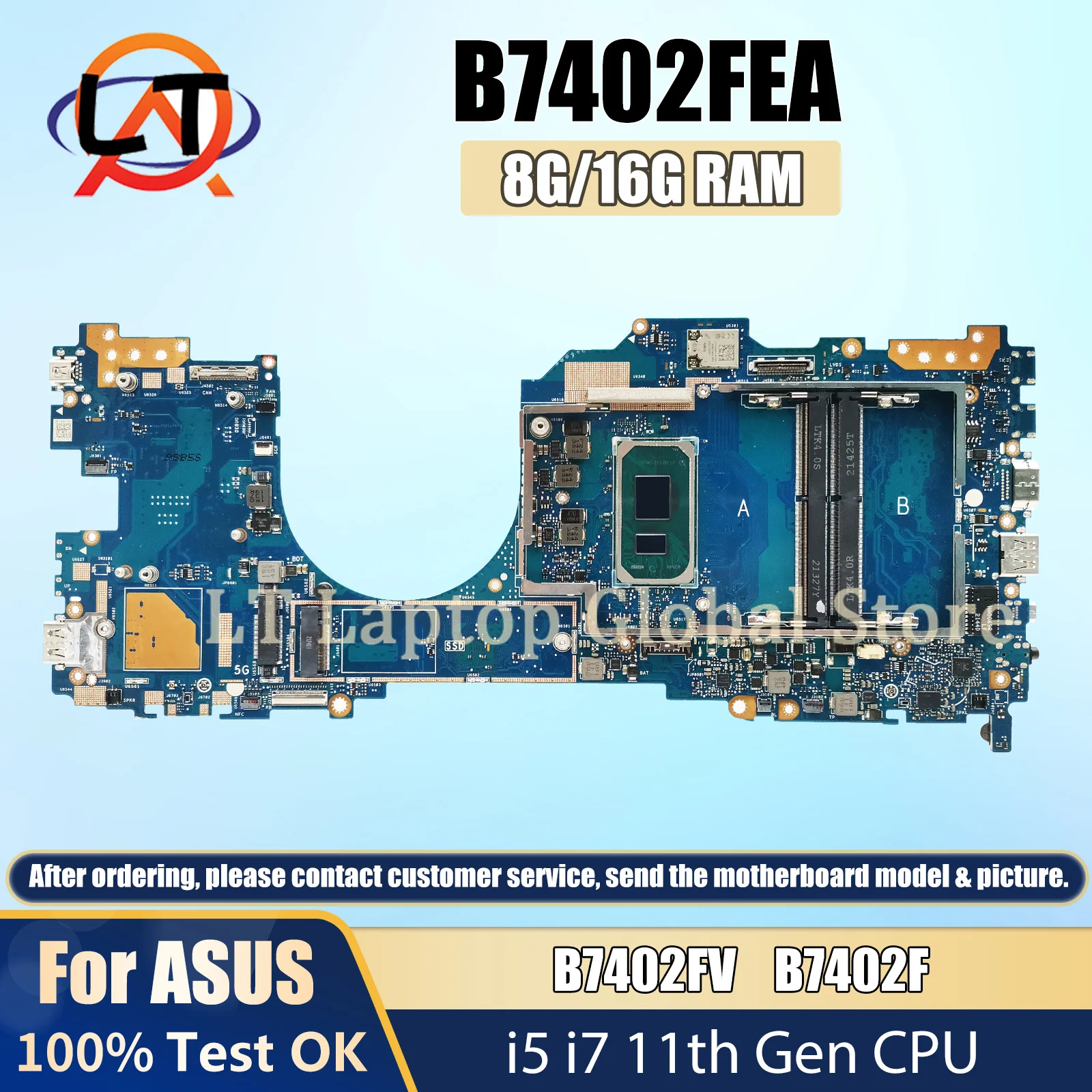 

B7402FEA laptop mainboard support ASUS ExpertBook B7 Flip B7402F B7402FV motherboard B7402F With i5 i7 11th Gen CPU 8G 16G RAM