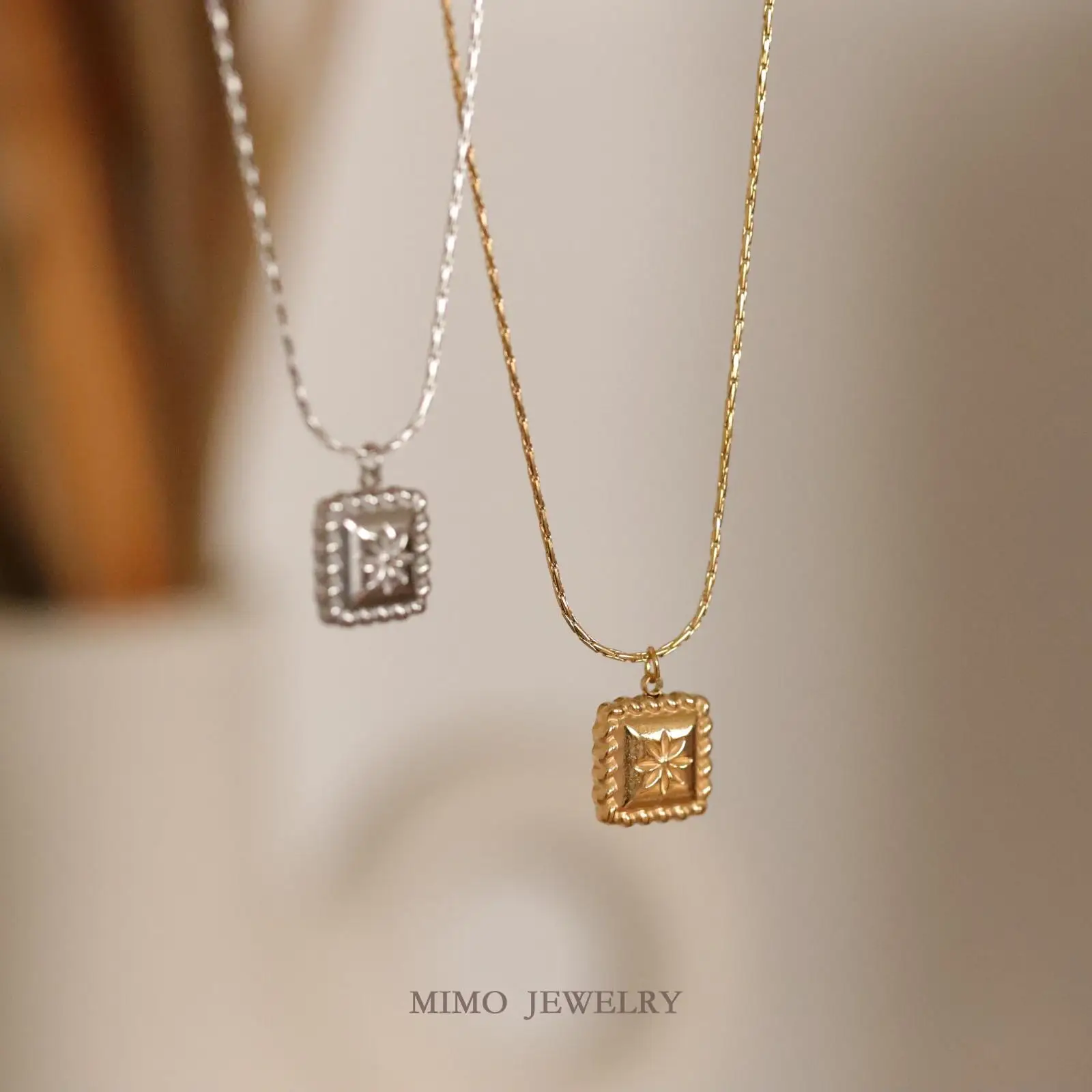 

Simple Retro Rice Shaped Small Square Charms Pendant Supplies DIY Hand Stainless Steel Gold Plated Accessories