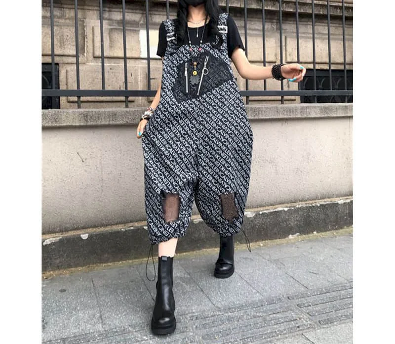 Ultra dünne Overalls für Frauen übergroße ärmellose Spiel anzüge einteilige Outfits Frauen drucken lässige Capri hosen im koreanischen Stil